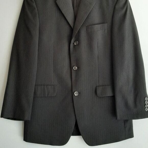 CHAPS / 100% Wool Pinstripe Blazer Jacket Black Men's Sz 36 S - Picture 3 of 13